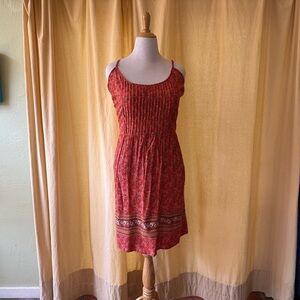 Red Orange Fit and Flare  Dress